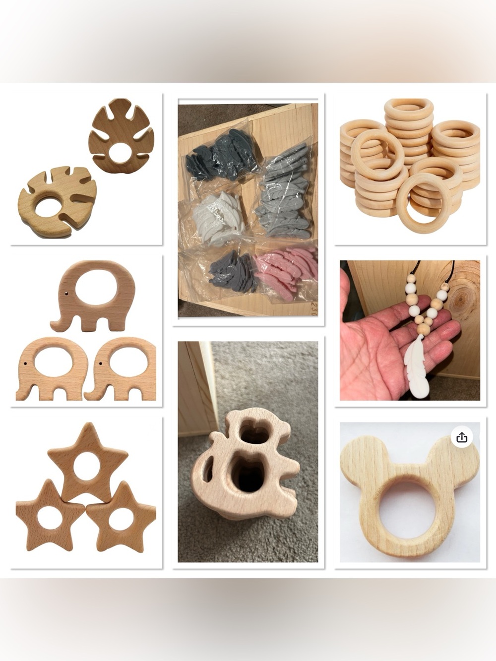 Lot Of New Baby Teething Silicone Teethers Wood Teethers Silicone Necklace